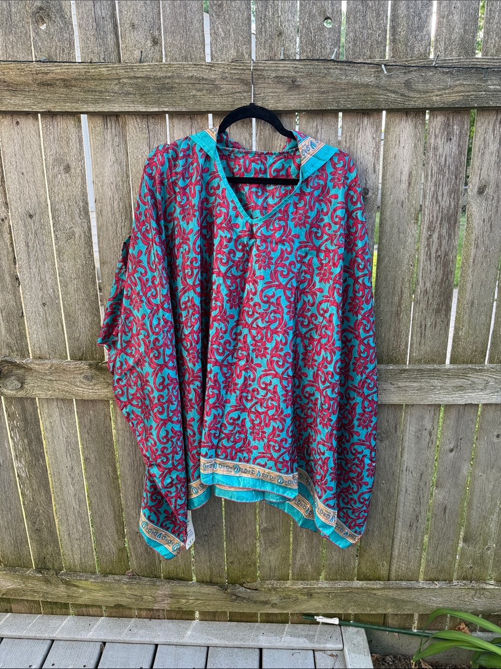Silk like poncho with hood